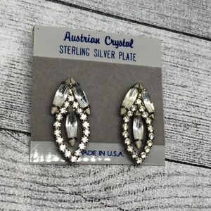 VINTAGE sterling plated crystal baguette earrings glam statement evening